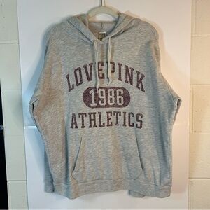 PINK Victoria's Secret Gray Hoodie with Maroon Print